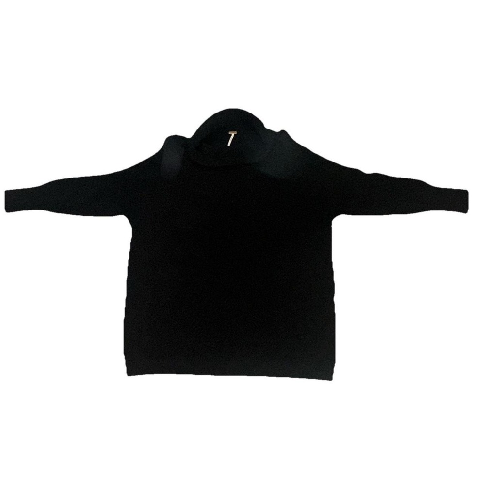 Free People Women's Cotton Blend Black Knit Tunic Size L Excellent Condition
